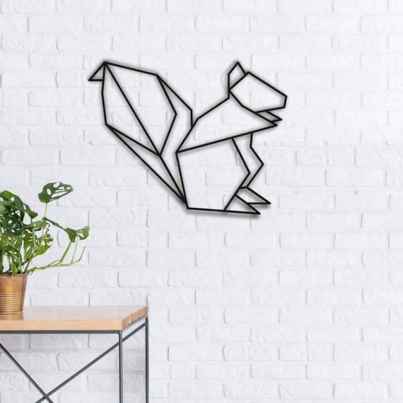 Geometric Wooden Squirrel Decoration, Wall Decoration Free Vector