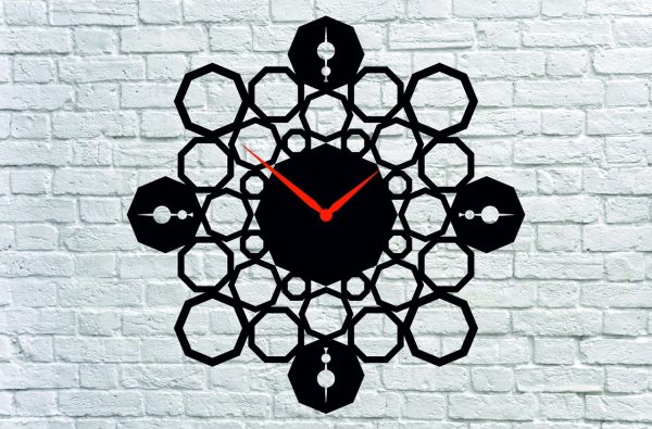 HEXAGON CLOCK CNC LASER CUTTING CDR DXF FILE FREE