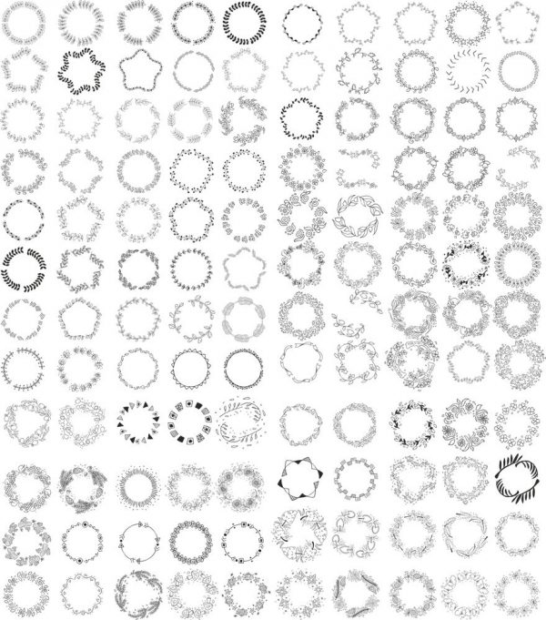 Hand Drawn Wreath Frame Vectors CDR File