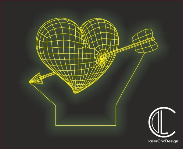 Heart Led Night Lamp Vector File Free