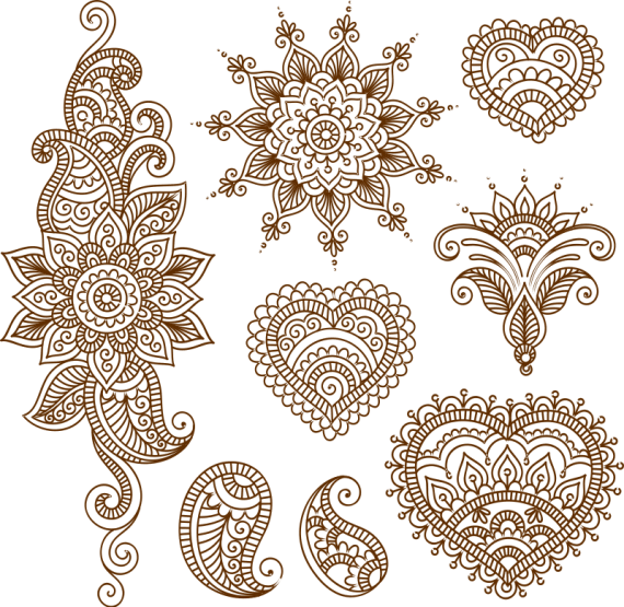 Henna Tattoo Flower Template Mehndi Style CDR File