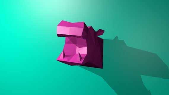 Hippo Pink Polygonal Papercraft Template