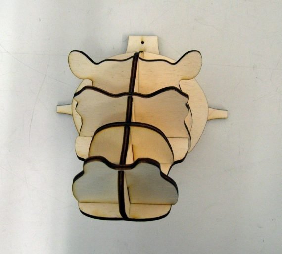 Hippohead 4mm 3d puzzle plan CDR File