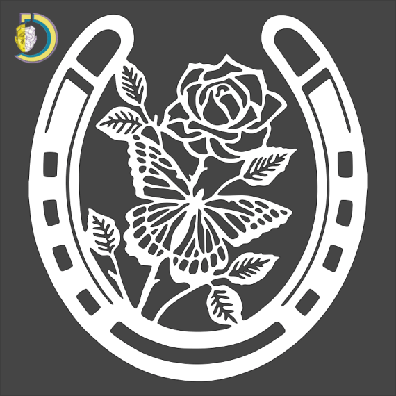 Horseshoe with Flower Wall Decor CDR Free Vector