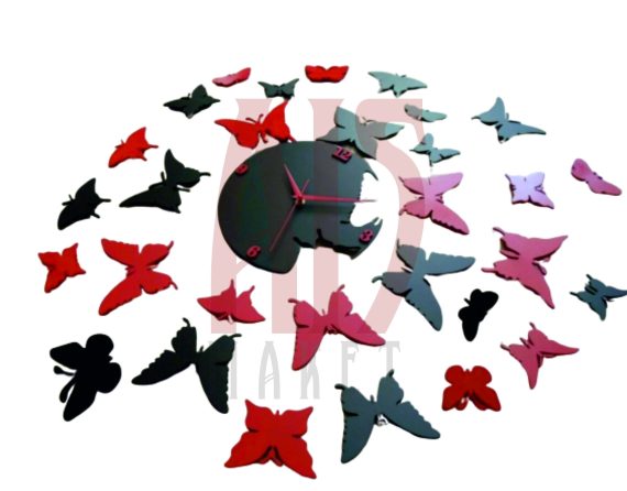 Incredibly beautiful wall clock with butterflies scattered