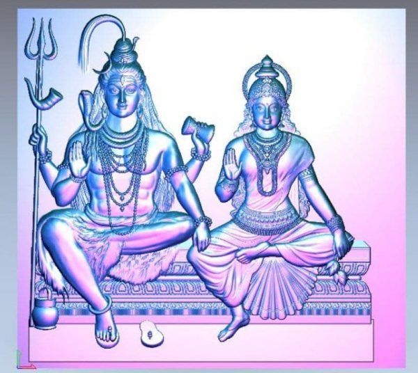 Indian God Shiva and Parvati 3d Art Model