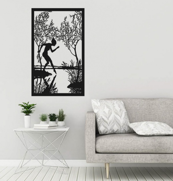 Lady Bathing Outside Wall Decor Vector File