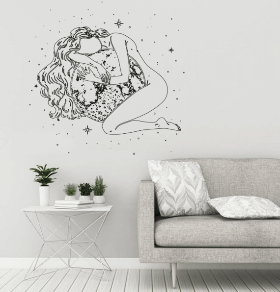 Lady Laying on Earth Wall Decor Vector File