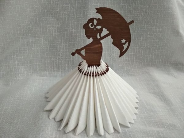 Lady napkin holder with umbrella