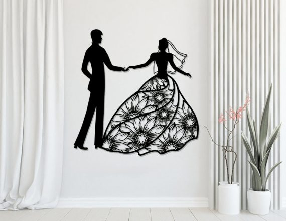 Lady with Man Wall Decor Vector File