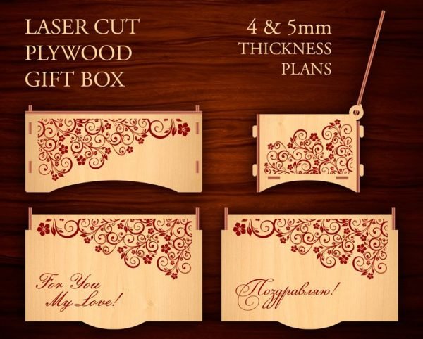 Laser Cur Plywood Gift Box 4mm And 5mm Free CDR Vectors Art