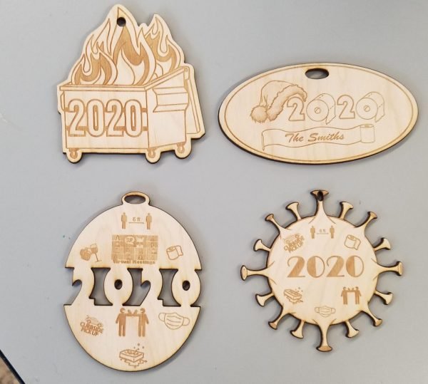 Laser Cut 2020 Themed Christmas Ornaments CDR File
