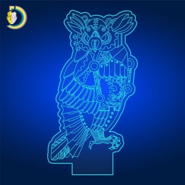 Laser Cut 3D Owl Illusion Lamp Free Vector