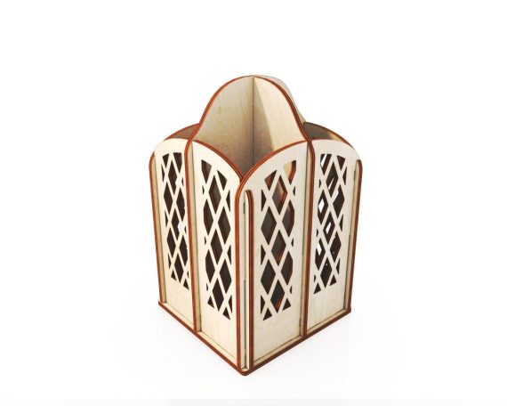 Laser Cut 4 Compartment Pencil Holder Free Vector