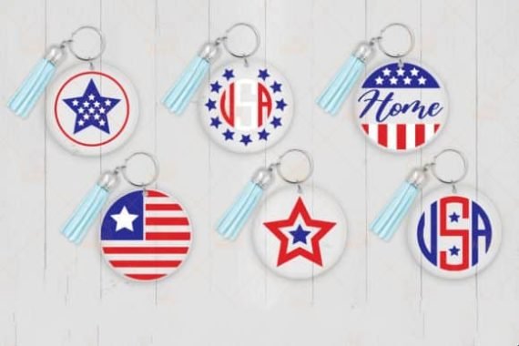 Laser Cut 4th of July Keychain SVG Free Vector