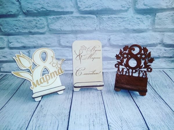 Laser Cut 8 March Womens Day Gift Phone Stand Free Vector