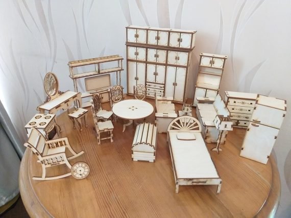 Laser Cut A Set Of Furniture For Dolls CDR Drawing