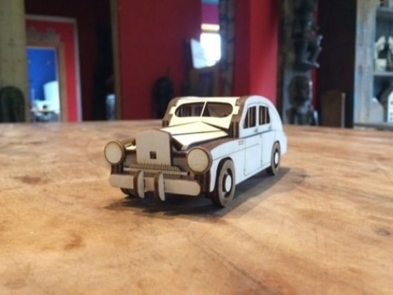 Laser Cut A layout of an old car