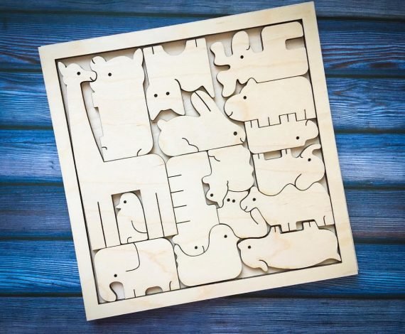 Laser Cut Animals Puzzle For Kids CDR File