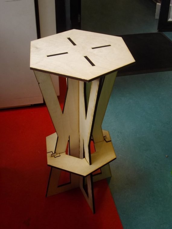 Laser Cut Assembly Stool 9mm Plywood Free DXF File
