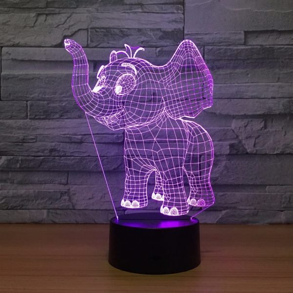 Laser Cut Baby Elephant 3D Night Light Desk Lamp 3D Acrylic Lamp