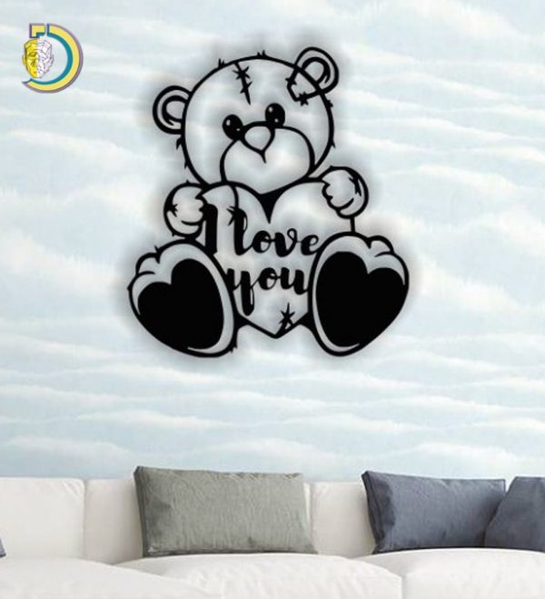 Laser Cut Bear I Love You Wall Panel Free Vector