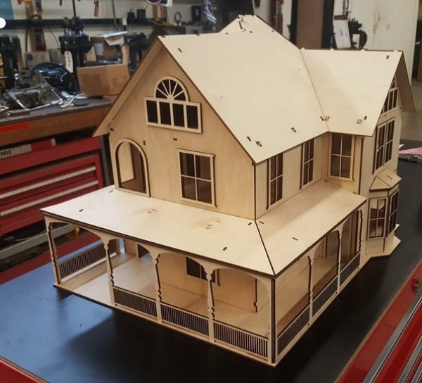 Laser Cut Beautiful house from plywood of 3 mm Vector File Free