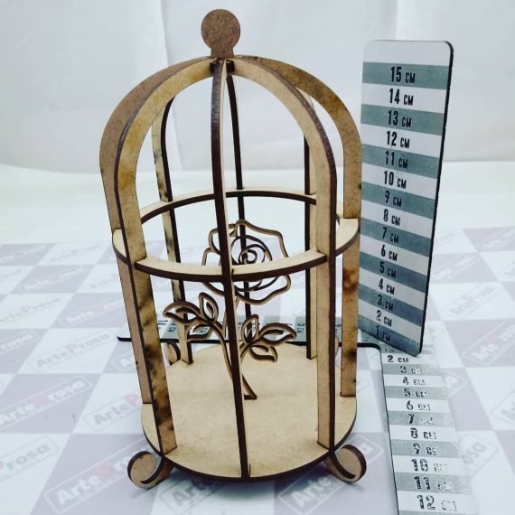 Laser Cut Bird Cage Decoration Cage With Flower Free CDR Vectors Art
