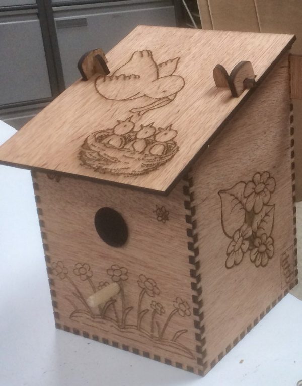 Laser Cut Bird Nesting Box Plywood Free AI File