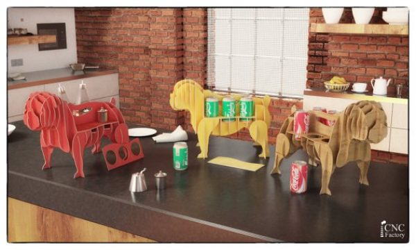 Laser Cut Bull Dog Organizer Free Vector