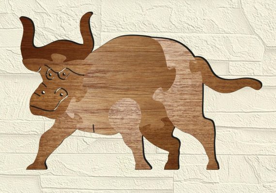 Laser Cut Bull Puzzle Drawing