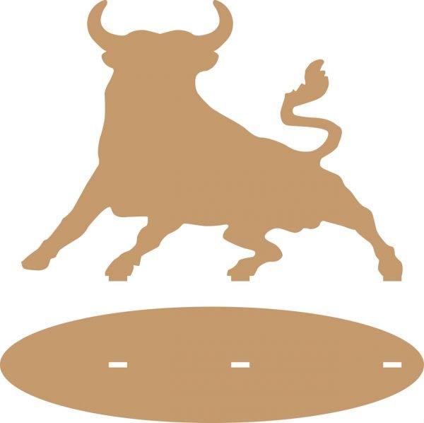 Laser Cut Bull with a stand Layout DXF File Free