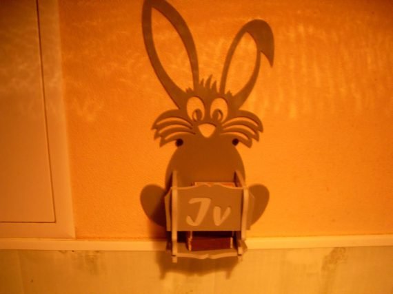 Laser Cut Bunny Match Holder Wall Box For Kitchen 4mm Free AI File