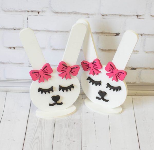 Laser Cut Bunny Rubber Band Stand Hair Band Stand Free Vector