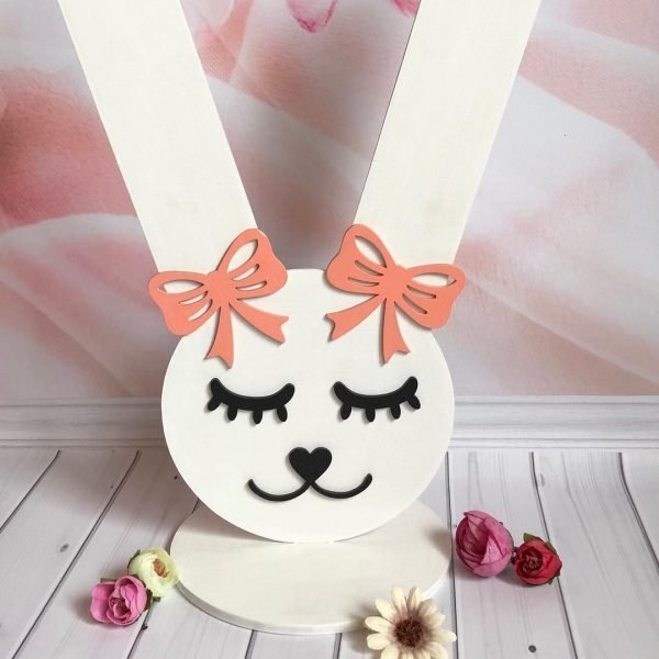 Laser Cut Bunny Rubber Bands And Hairpins Stand Free Vector