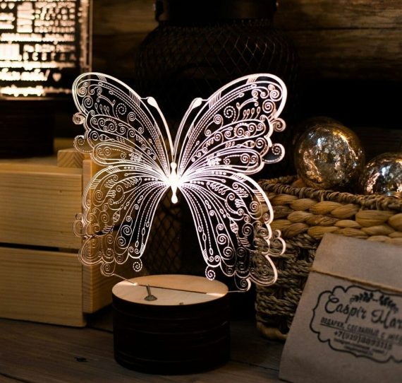 Laser Cut Butterfly Night Light Lamp Drawing