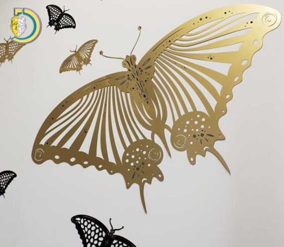 Laser Cut Butterfly Wall Sticker CDR Free Vector