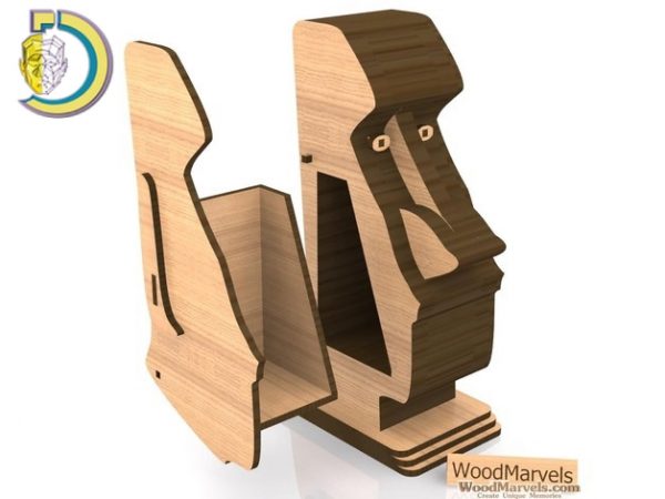 Laser Cut Cache Head Easter Island Secret Box Free Vector cdr Download