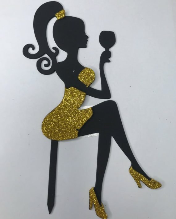 Laser Cut Cake Topper Girl With A Glass CDR File