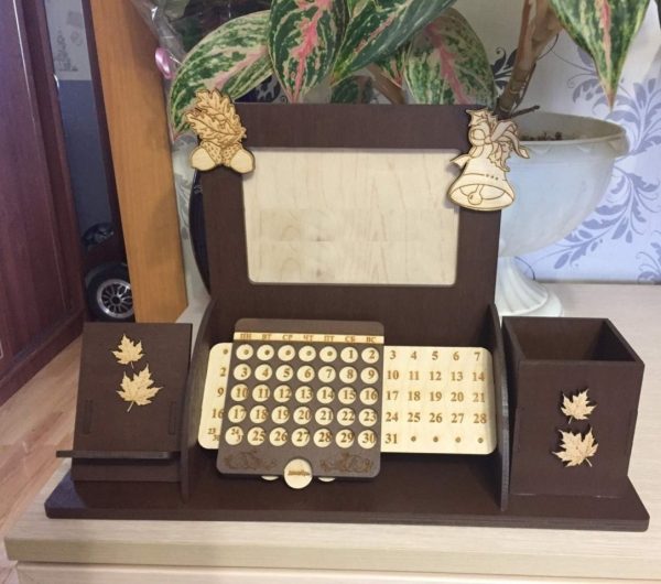 Laser Cut Calendar Desk Organizer Pen Holder Free Vector