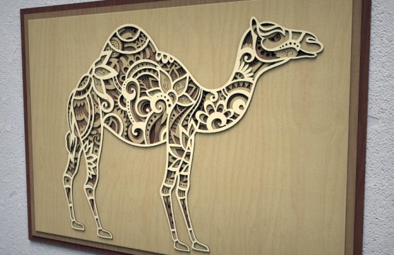 Laser Cut Camel 3D Multi Layer Wall Hanging