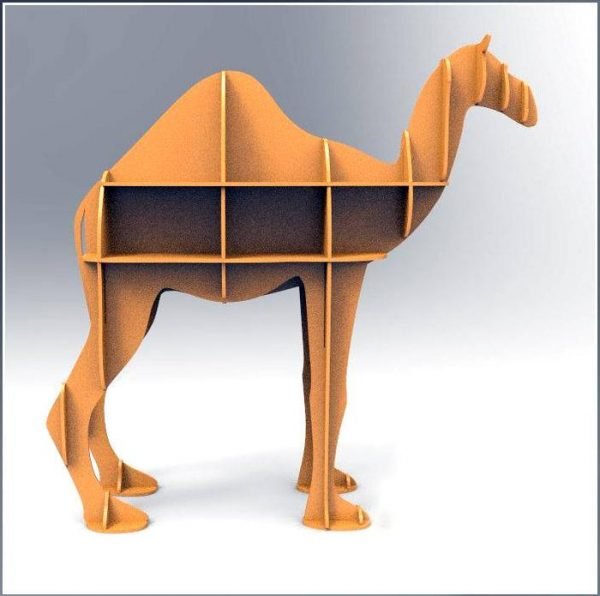 Laser Cut Camel Shelf Bookcase Display Storage Furniture CDR File Free