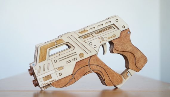 Laser Cut Carnifex Rubber Gun Assembly Puzzle DXF File Free