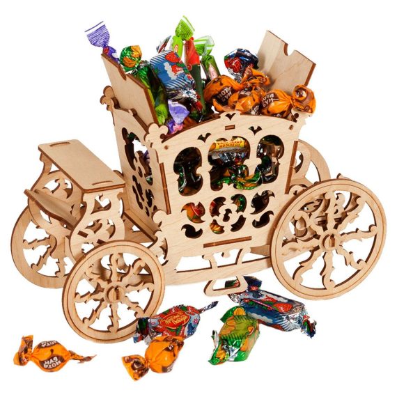 Laser Cut Carriage Candy Cart Sweet Display Stand 3mm CDR File