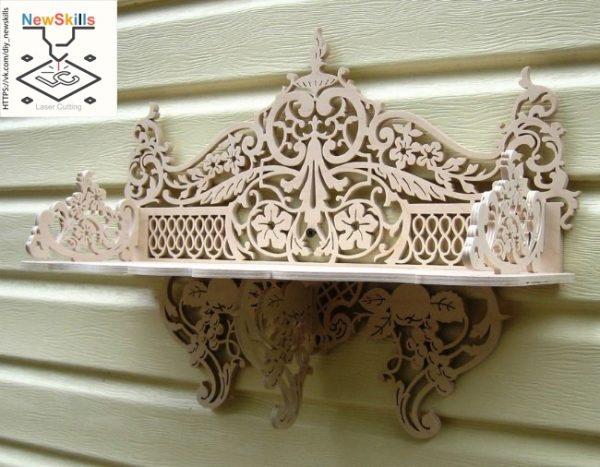Laser Cut Carved Shelf, Wall Shelf Layout CDR File