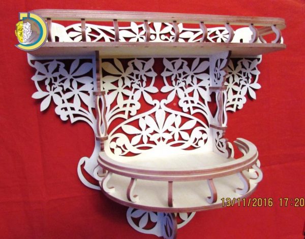 Laser Cut Carved Wall Shelf Free Vector