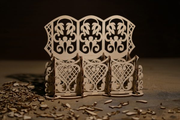 Laser Cut Carved Wood Desk Organizer Free CDR Vectors Art