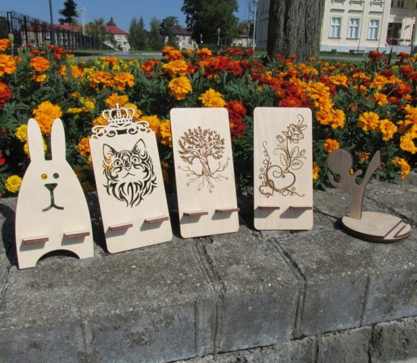 Laser Cut Cell Phone Stands Wood Decor Free Vector