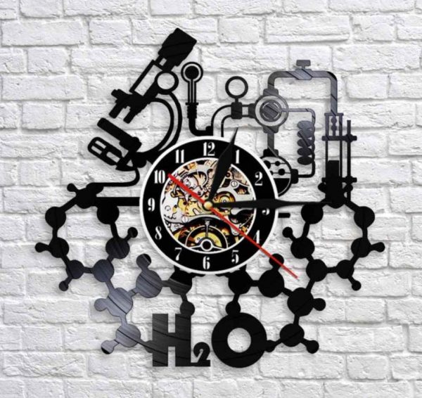 Laser Cut Chemistry Experiments Wall Clock Science Laboratory Wall Art Vinyl Record Wall Clock DXF File