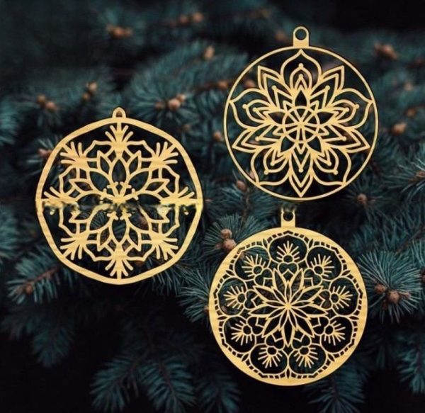 Laser Cut Christmas Ball Ornaments Decor Free Vector